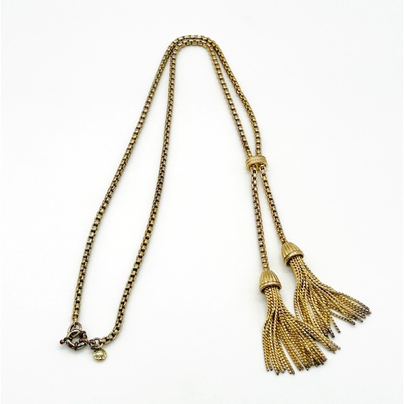Vintage J. Crew Gold Tone Long Tassel Necklace 40" - Picture 2 of 5
